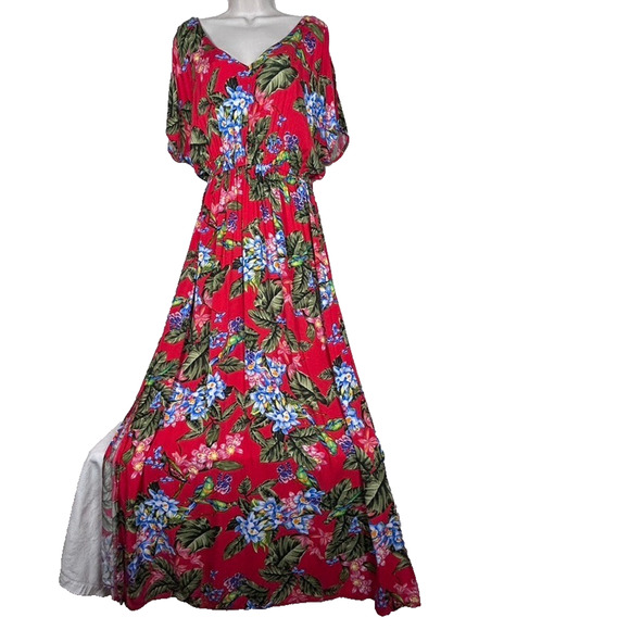LASCANA Dresses & Skirts - Lascana Womens Sz 10 Floral V-neck floral Maxi dress slit Resort Vacation